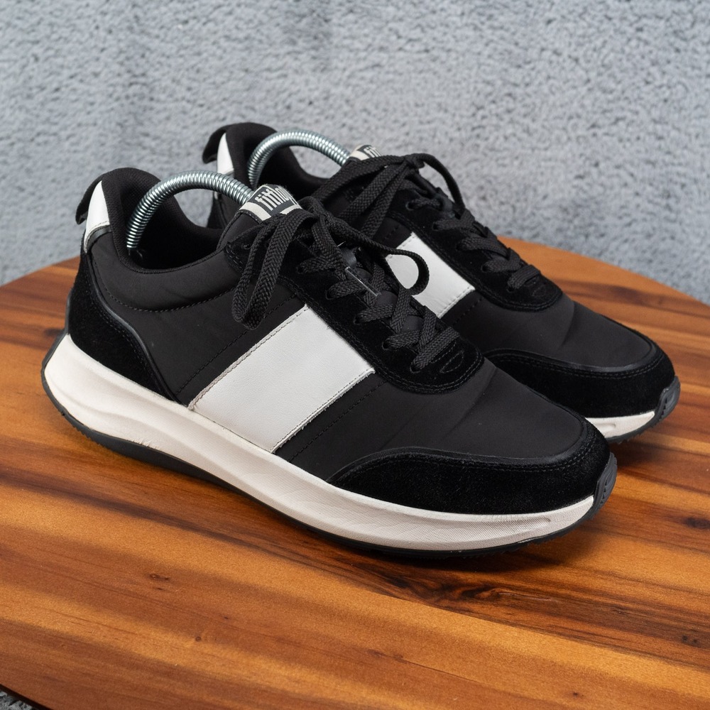 Fitflop Womens F-Flow Flatform Black/White Athleisure/Fashion Sneakers 10/42